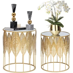 Decorative Gold Leaf End Tables (Set of 2)